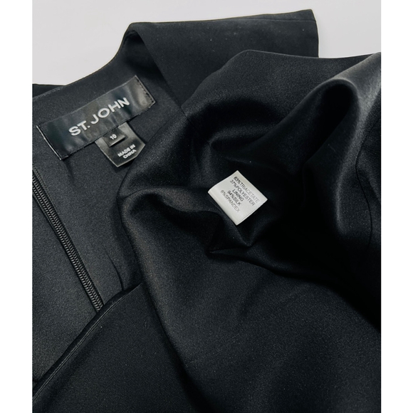St. John Womans Dress Pencil Black Dress Silk Lined Size 10 Sheath - Picture 6 of 7